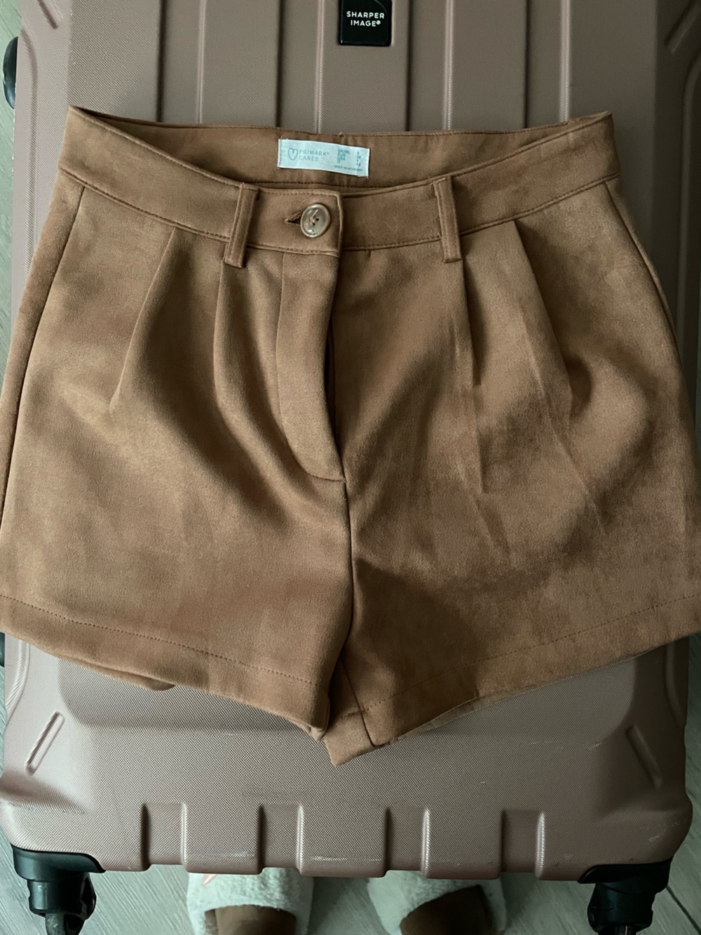 Primark Tan Mid rise Suede Shorts